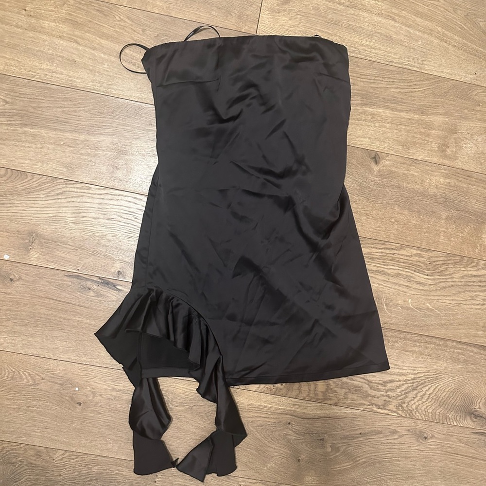 Black satin mini dress
